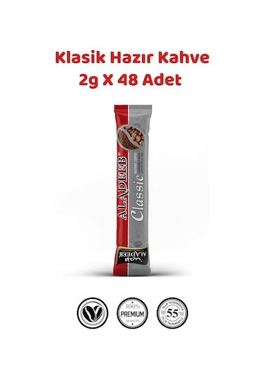 Aladeeb Klasik Hazır Kahve %100 Çözünebilir Tek Kullanımlık 48 x 2 G