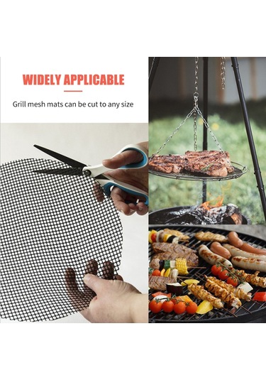 Hangfox Cam Fibre Kızaklı Islak Tutmayan Izgara Matı - 40x33cm Kahverengi Tekli - Isı Dayanıklı Yeniden Kullanılabilir Bbq Aksesuarı Çok Renkli