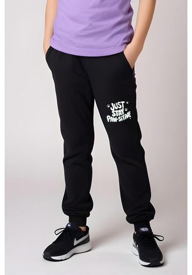 Just Stay Paw Baskılı Kız Çocuk Tişört Ve Eşofman Alt-üst Takım Lila