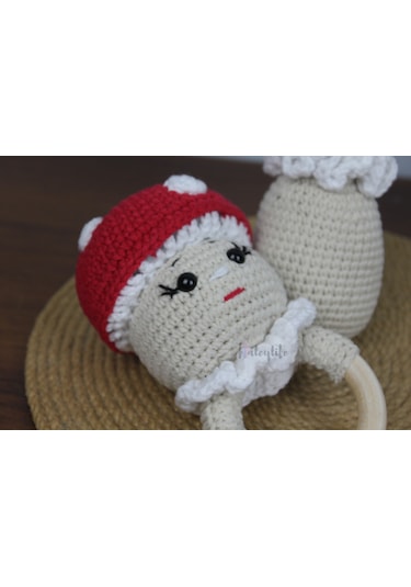 Aley Life Amigurumi Organik Mantar Bebek Ve Çıngırak Diş Kaşıyıcı