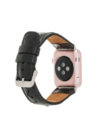 Apple Watch Uyumlu Deri Kordon 42-44-45mm De5 Siyah Diğer