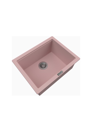 Polex Cristalüx Granit Evye P-09 Pembe Tezgah Altı Ve Tezgah Üstü Kare Mutfak Evyesi 55.5x43.5 CM