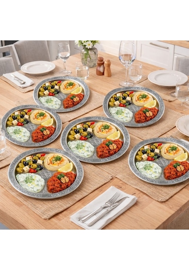 16 Cm 430 Kalite Krom Çelik İşlemeli Meze Tabağı Paslanmaz, Kararmaz, Şık Sunumluk Gri