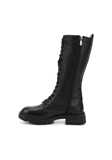 Gönderir Kadın Siyah Floter Fermuarlı Kalın Topuklu Hakiki Deri Postal Çizme Gkzc13446548 Siyah