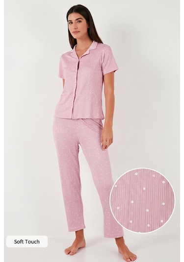 Lela Regular Fit Gömlek Yaka Kısa Kollu Bayan Pijama Takımı 65780124 Pudra Lela Regular Fit Gömlek Yaka Kısa Kollu Bayan Pijama Takımı 65780124 Pudra