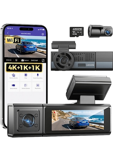 Azdome M500 4k 3 Kameralı Araç İçi Kamera