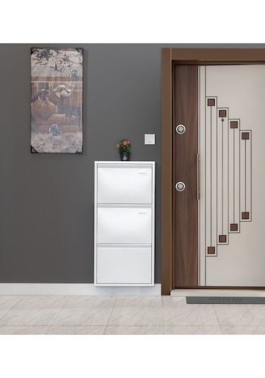 Kaser Metal 3 Lü Metal Ayakkabılık Beyaz