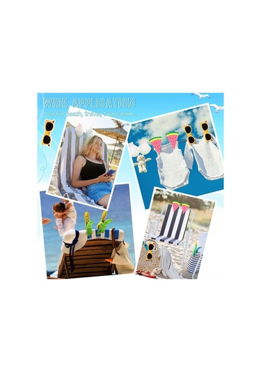 Hfambition 8 Adet Renkli Plastik Plaj Havlusu Klipsi - Güneş Gözlüğü, Meyve Suyu Bardağı, Dondurma Ve Karpuz Desenleri