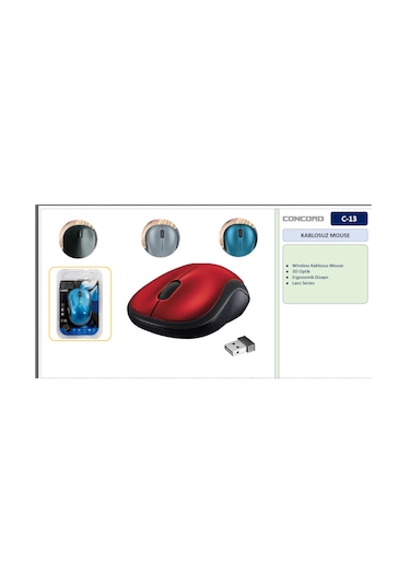 CONCORD C 13  KABLOSUZ MAUS 20 ADET  4 RENK KARIŞIK