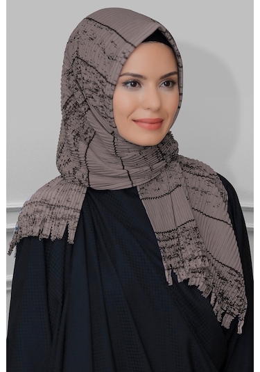Vizon Pratik Hazır Geçmeli Tesettür Eşarp Kesik Elyaf Piliseli Çi (545491617) Vizon