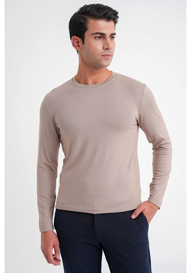 Ts 870 T-shırt Slim Vizon Casual Vizon