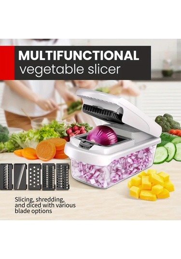 Techbloom 15 İn 1 Çok Amaçlı Mutfak Doğrama Aleti White Ev Yemekleri Dilimleme Rendeleme Ve Öğütme İçin 15 Uygulama Parti Toplantı Ve Noel İçin 1 Parça
