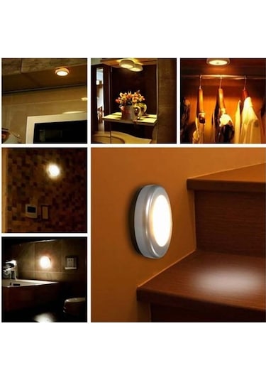 Siyah Kabine Dolap Dolap 3led Yuvarlak Lamba Kamp Çadırı Araba Gövde Dokunmatik Gece Lambası Siyah