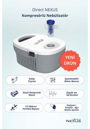 Direct Nexus Çocuklar Ve Yetişkinler Için Kompresörlü Nebülizatör
