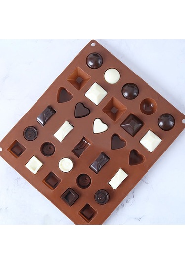 Wezone 30 Farklı Şekil Silikon Kalıp - Yemek Dereceli, Anti- Yapışkan, Fırın/ Dondurucuda Kullanılabilir, Kahve Rengi, Çikolata/buz/ Pastry Yapımı Çok Renkli