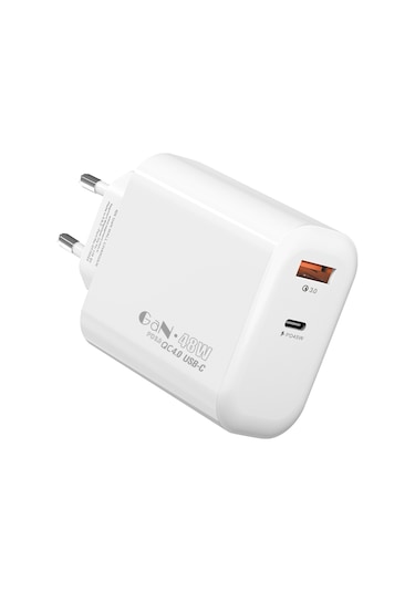 S-link Sl-ec69 Gan Pd 65w - Qc 18w Type Usb-c +usb A Hızlı Beyaz Ev-notebook Şarj Adaptör