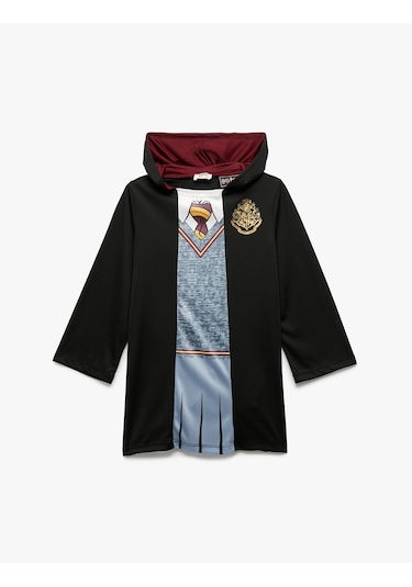 Koton Harry Potter Kostüm Elbise Lisanslı Kapşonlu Baskı Detaylı Uzun Kollu Siyah 6wkg80023ak Siyah