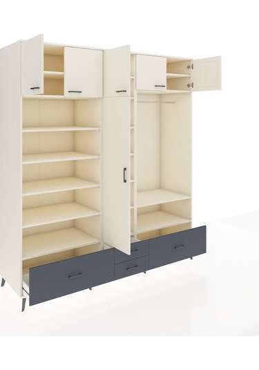 Kronos Dolap 18 Raflı 4 Çekmeceli Tek Askılı 220x59x243 Aytaşı-aytaşı/antrasit Aytası/antrasıt