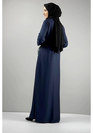 Moda Çizgi Namaz Elbisesi Lacivert