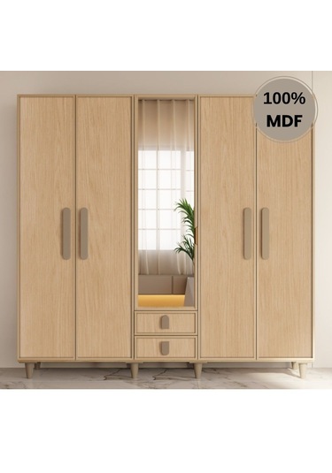 Karanfil 5 Kapak Mdf Ayaklı Tasarım Gardırop Rota