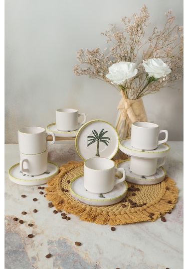 Keramika Palmiye Stackable Çay Takımı 12 Parça 6 Kişilik 22642 Çok Renkli