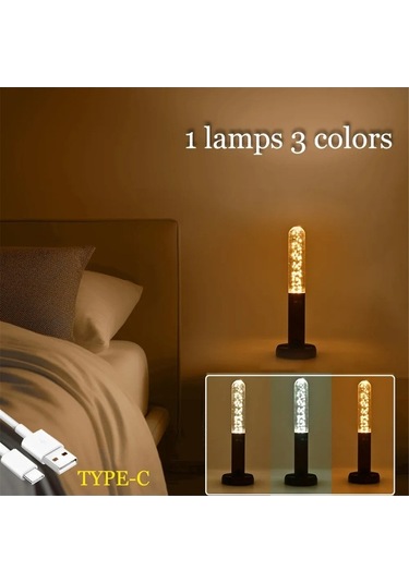 Ulzyvf Ahşap Gece Lambası - 3 Renk, Manyetik Taban, Şarj Edilebilir Beyaz, 2'li Paket Beyaz