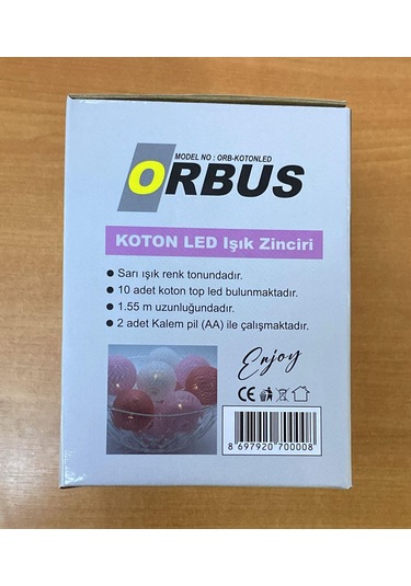 Orbus 10'lu 1.5mt Sarı Işık Pilli Yılbaşı Süsü