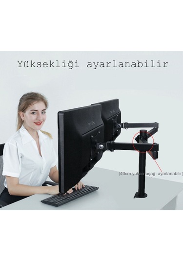 Techtic Çift Kol Monitör Tutucu 17-32inç Lcd Led Alüminyum