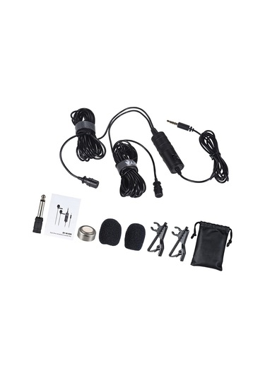 Çift Çok Yönlü Yaka Mikrofonu Yaka Clip-kondenser Mikrofon,siyah