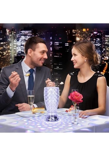 Balık Süzgeç Model Usb Şarjlı Kumandalı 16farklı Işık Modlu Masa Üstü Kristal Akrilik Led 5365 Çok Renkli