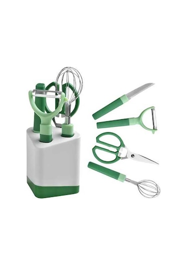 Modern Şık Tasarımlı 420 Paslanmaz Çelik 5'li Mutfak Seti Yeşil Yeşil