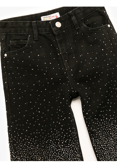 Koton Pamuklu Cepli Geniş Paça Denim Pantolon Siyah 6wkg40051ad