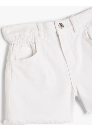 Koton Kot Şort Püsküllü Beli Lastikli Cepli Pamuklu Beyaz 4skg40020ad 4SKG40020AD000 Beyaz
