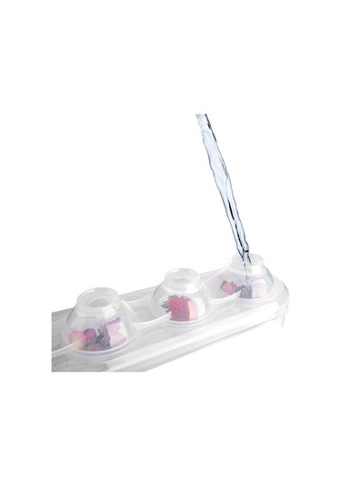 Periboia Silikon Tabanlı 4 Bölmeli Şeffaf Buz Kalıbı Yuvarlak Buz Renkli