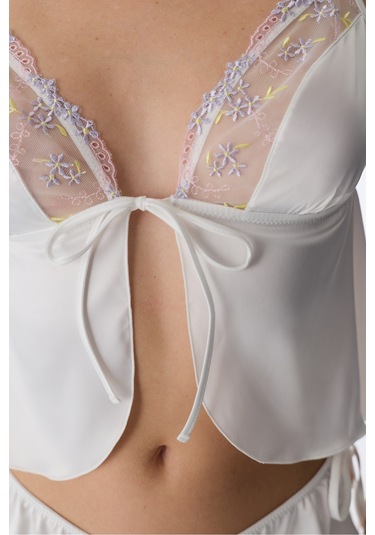 Penti Kırık Beyaz Broderie Saten Bralet