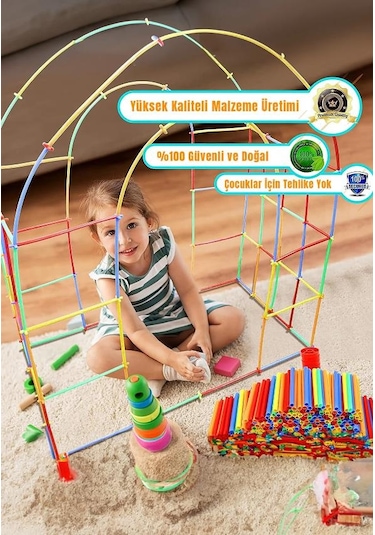 Kutulu Bambu Çubuklar 16 Cm 300 Parça 180 Parça Çubuk 120 Parça Birleştirici