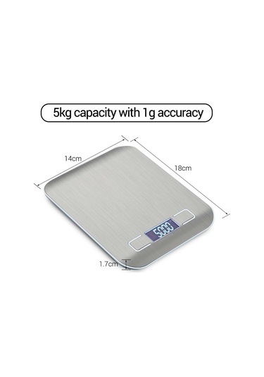 Geeksen Küçük Mutfak Dijital Terazi, 5kg Hassasiyet, 4 Ölçü Birimi G, Ml, Oz, Lb , Usb Şarjlı, Pembe Arka Işık, Tencere Ve Fırın İçin Gümüş