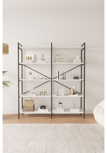 Nilamu Beyaz 150 Cm Kitaplık / Organizer / Ofis / Ev / 5 Raflı Kitaplık/ 150 170 34 Beyaz