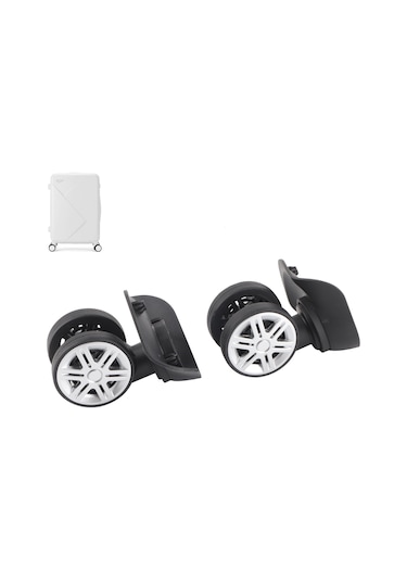 Geeroyoo Sessiz Çift Sıra Büyük Tekerlek Valiz Tamiri Aksesuarı Pp+pet Materyal Siyah 2 Adet Tekerlek 8 Adet Vida