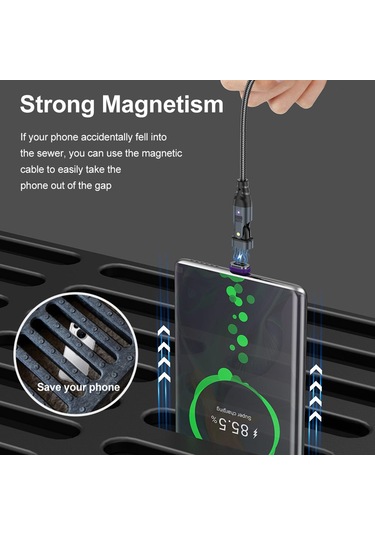 Uslıon Us0203 1.8m Type-c - İp - Type-c - Mikro Dönebilen Konnektör Manyetik Şarj Kablosu 240w Veri Kablosu