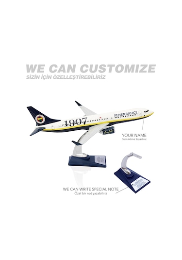 Zekupp Boeing 737-800 1/100 Ölçek Fenerbahçe Lisanslı Klasik Tasarım Maket Uçak Uck0193