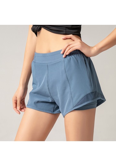 Reedark Kadın Spor Şortu: Hızlı Kuruma, Yüksek Bel, Fermuarlı Cep, Rahat Ve Esnek Tasarım Mavi