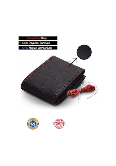 Toyota Celica İçin Uyumlu Özel Süper Deri Direksiyon Kılıfı, Dikmeli Kırmızı Spor Dikişli