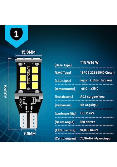 T15 Led Ampul 15 Ledli Canbuslı Ultra Parlak Beyaz