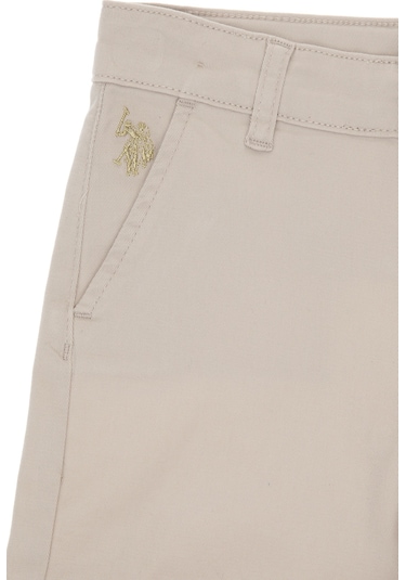 U.S. Polo Assn. Kız Çocuk Bej Cepli Dokuma Şort 50309143-VR011