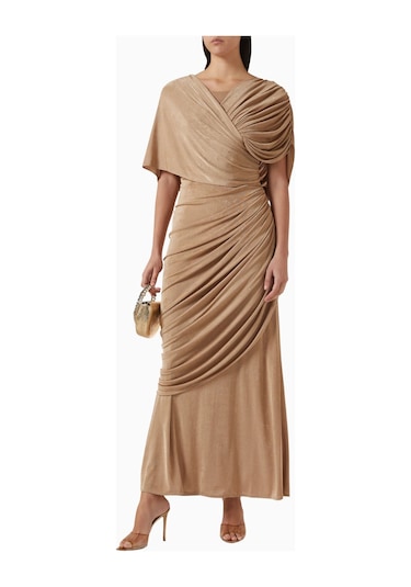 Ac By Aanchal Chanda Draped Maxi Kadın Elbise Bej