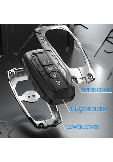 Maiyame Ford 5 Tuşlu Akıllı Anahtar Koruması, Metal Kasa, Çarpma Ve Kırılma Koruma, Fusion/explorer/mustang/f150 Uyumlu, Siyah Renk + Halka Kanca