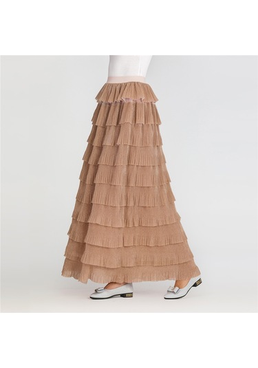 Kadınlar İçin Şık Parlak Pasta Eteği Haki