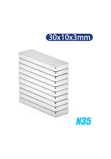 Köşeli Neodyum Mıknatıs Dikdörtgen 30X10X3 Mm - 5 Adet