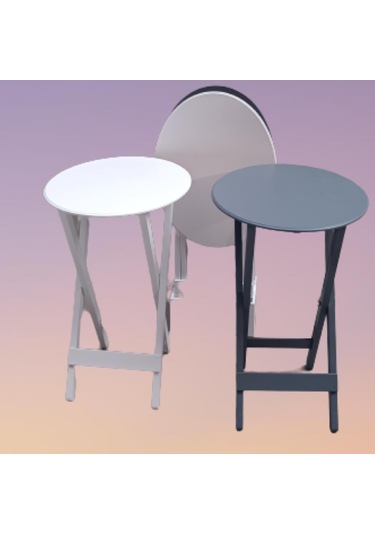 Çanta Zigon Sehpa Oval Model Dörtlü Ahşap Mdf Beyaz Ve Gri Renk Uyumu El Yapımı